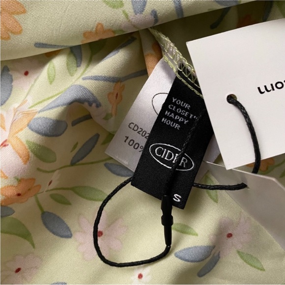 NWT Floral Bowknot Puff Sleeve Cut Out Stomach Midi Dress - Picture 9 of 11